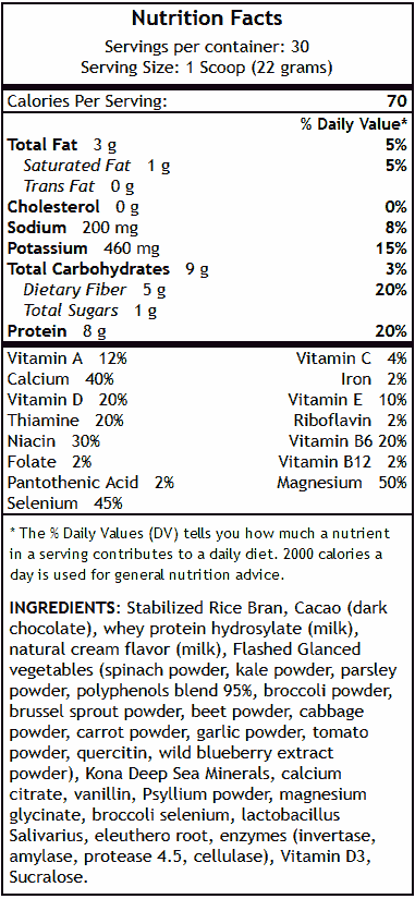 chocolate e7 nutrition facts