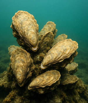 oysters in an oyster bed
