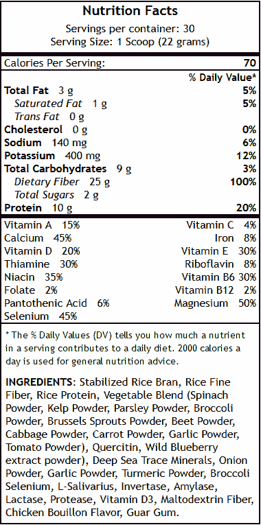 vegetable e7 nutrition facts